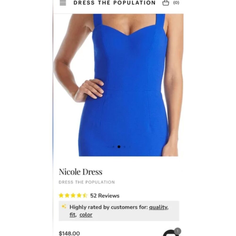 ~ Dress The Population LG Dress Royal Blue Midi Sleeveless Sweatheart - Picture 4 of 13